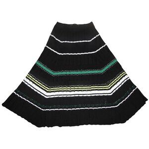 Proenza Schouler Stripe Flare Skirt w/ Slip Black White Green Medium